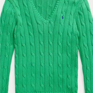 Polo green cable knit sweater